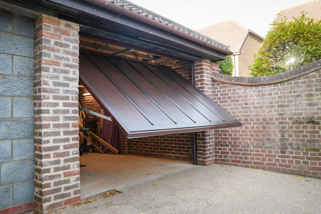 brown retractable garage door